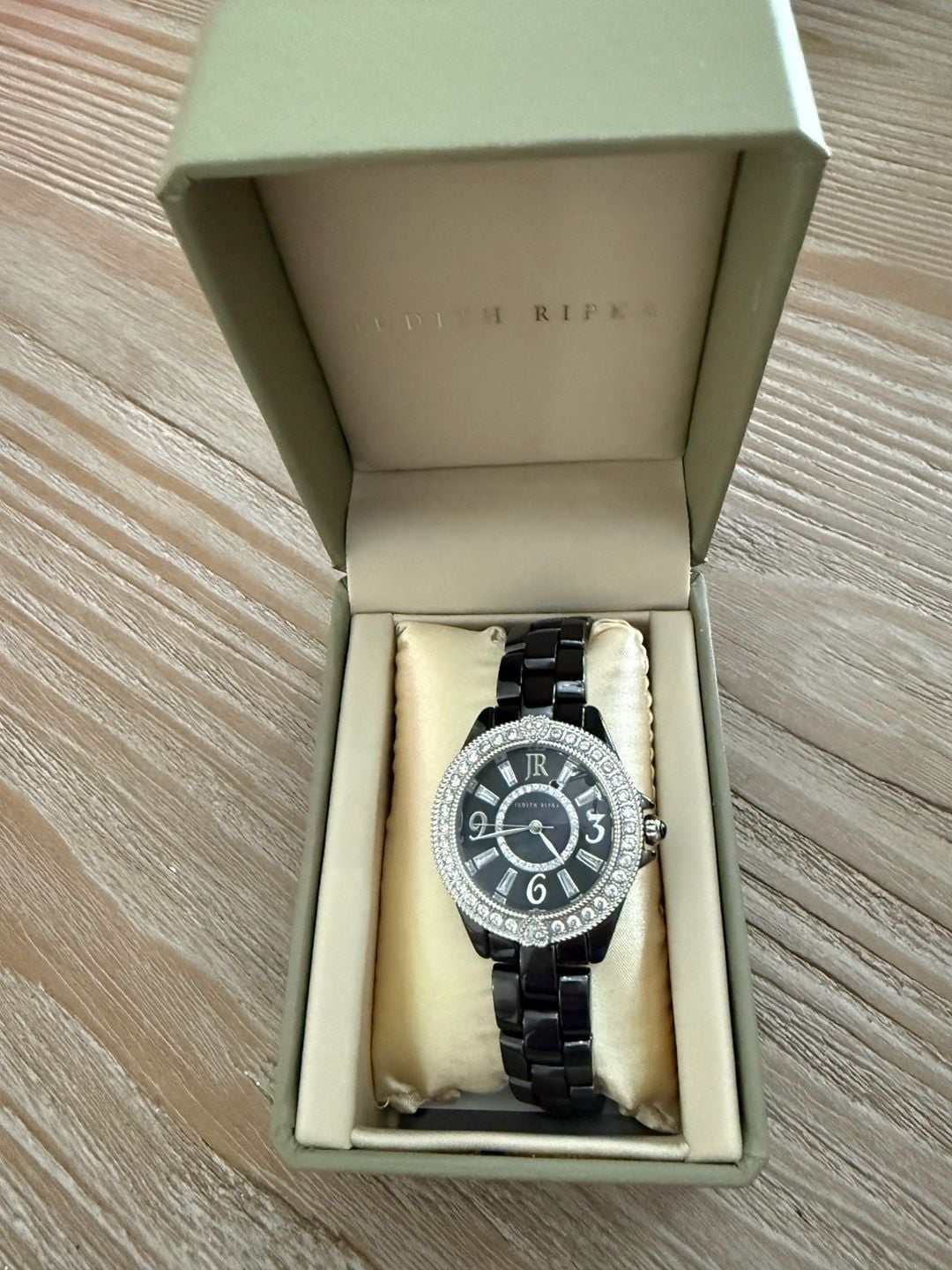 Judith Ripka Black Ceramic  Diamonique Crystal Bezel Watch